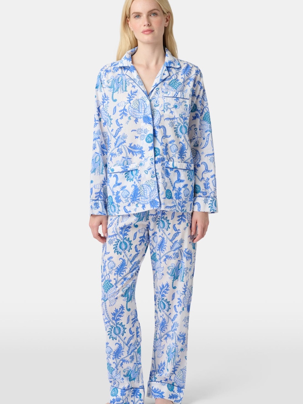 Roller Rabbit Blue Floral Print Pajama Set - Women's Pants & Top Amanda